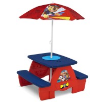 Delta Children 4 Seat Activity Picnic Table With Umbrella And Lego Compatible Tabletop Paw Patrol