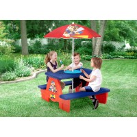 Delta Children 4 Seat Activity Picnic Table With Umbrella And Lego Compatible Tabletop Paw Patrol