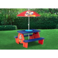 Delta Children 4 Seat Activity Picnic Table With Umbrella And Lego Compatible Tabletop Paw Patrol