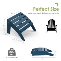 Greenvines Adirondack-Ottoman | Folding | Hdpe Plastic | Outdoor Footrest | All Weather | Foot Rest | Foot Stool | Blue | For Adirondack Chair | For Patio Backyard Pool