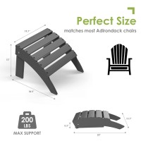 Greenvines Adirondack-Ottoman | Folding | Hdpe Plastic | Outdoor Footrest | All Weather | Foot Rest | Foot Stool | Grey | For Adirondack Chair | For Patio Backyard Pool