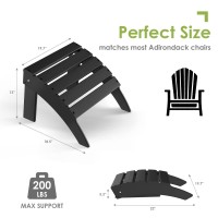 Greenvines Adirondack-Ottoman | Folding | Hdpe Plastic | Outdoor Footrest | All Weather | Foot Rest | Foot Stool | Black | For Adirondack Chair | For Patio Backyard Pool