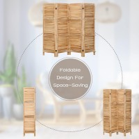 Babion Room Divider With Shelves, 5.6Ft Room Dividers 4 Panel, Wood Room Dividers And Folding Privacy Screens, Portable Room Divider Screen, Room Dividers Wall For Home Office, Bedroom, Natural Color