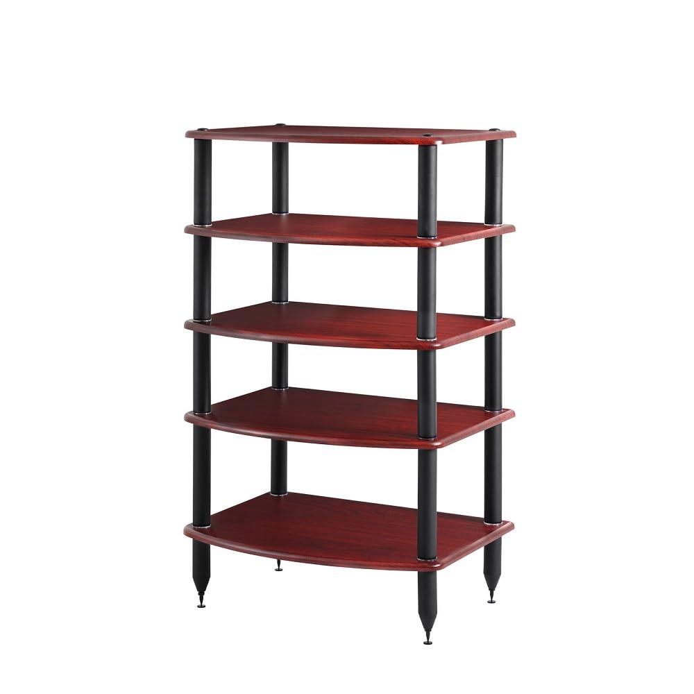 Pangea Audio Vulcan Five Shelf Audio Rack, Media Stand, And Components Cabinet 5 Shelf Rosenut Red