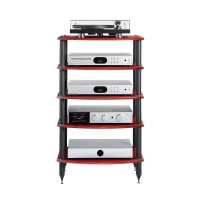 Pangea Audio Vulcan Five Shelf Audio Rack, Media Stand, And Components Cabinet 5 Shelf Rosenut Red