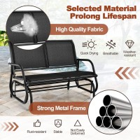 Tangkula 2 Person Patio Glider, Outdoor Swing Bench Rocker Glider Loveseat Chair With Heavy-Duty Steel Frame, Breathable Seat Fabric, Rocking Lounge Chair For Poolside, Garden, Backyard, Porch (Black)