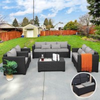 Rattaner 5Piece Patio Furniture Sofa Set Outdoor Wicker Sectional Couch With Storage Table Nonslip Cushions Furniture Covers