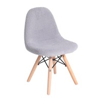 Zula Kids Modern Padded Armless Faux Sherpa Accent Chairs with Beechwood Legs in Gray