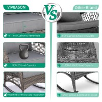 Vivijason 2 Piece Patio Wicker Rattan Rocker Chair Outdoor Rattan Rocker Chair With Cushions Steel Frame Allweather Rocking