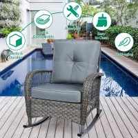 Vivijason 2 Piece Patio Wicker Rattan Rocker Chair Outdoor Rattan Rocker Chair With Cushions Steel Frame Allweather Rocking