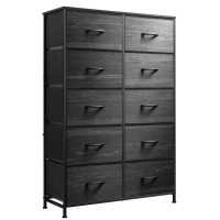 Wlive Black Tall Dresser For Bedroom With 10 Drawers Chest Of Drawers Dressers Bedroom Furniture Storage Organizer Unit With