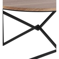 Round Accent Table with Intersected Geometric Base, Brown