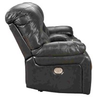 Leather Power Recliner Loveseat with Console, Gray