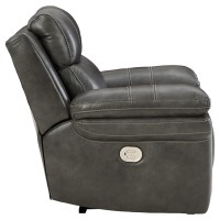 Power Recliner with Adjustable Headrest and USB, Gray