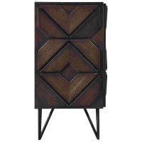 TV Stand with Geometric Front and 3 Shelves, Brown