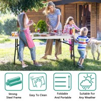 Paylesshere Camping Table Plastic Picnic Table Office Table For Parties Wedding Camping Office With Carrying Handle White 6 Ft