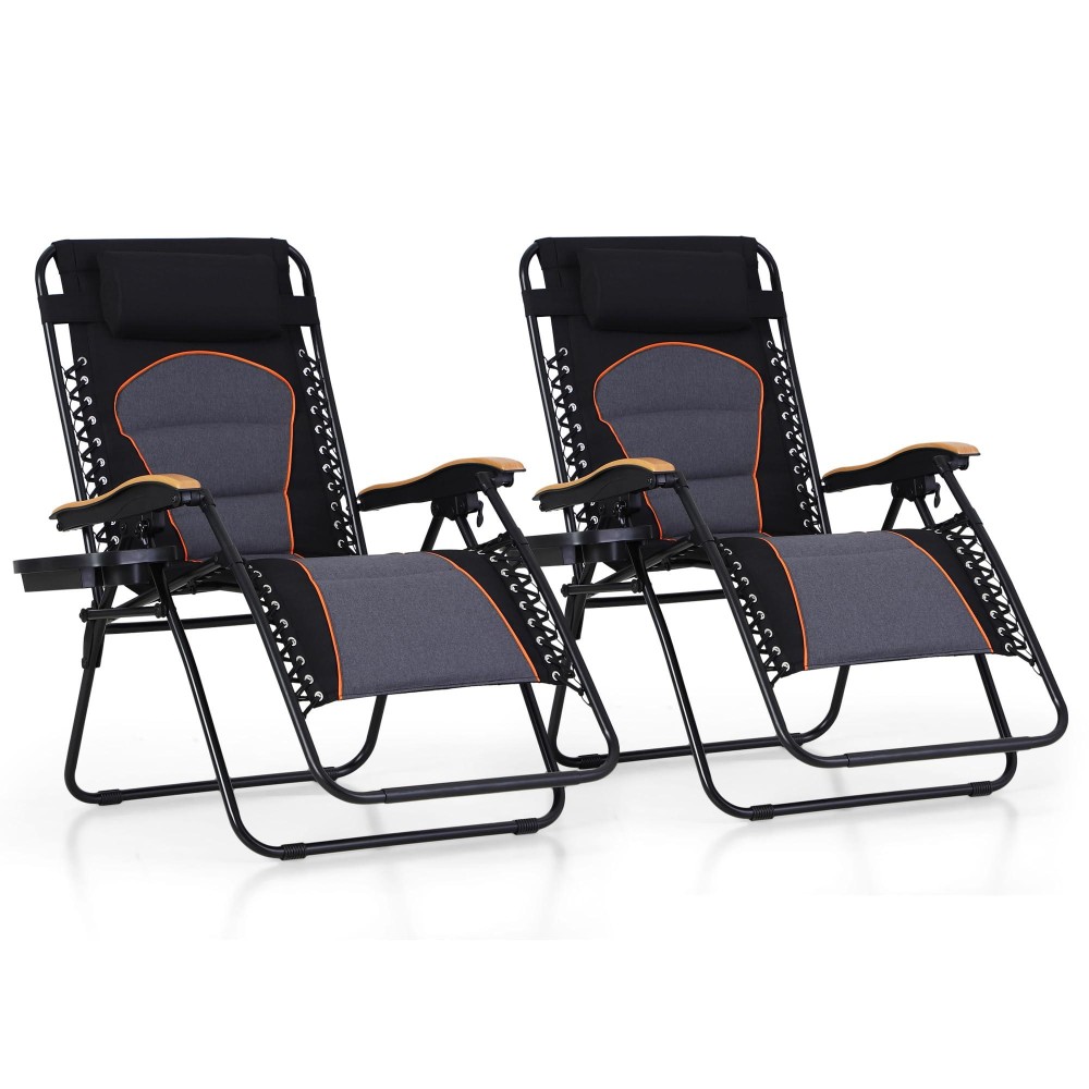 Maison Arts Oversized Xxl Padded Zero Gravity Lounge Chairs Set Of 2 Anti Gravity Lawn Chairs 30 Wide Seat Foldable Recliners