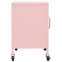 Vidaxl Pink Steel Storage Cabinet With Adjustable Shelf And Wheels - Mobile Organizer For Office, Living Room, Bedroom