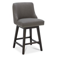 Chita Counter Height Swivel Barstool Fsc Certified 26 H Seat Height Upholstered Bar Stool Performance Fabric In Flint Grey