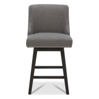 Chita Counter Height Swivel Barstool Fsc Certified 26 H Seat Height Upholstered Bar Stool Performance Fabric In Flint Grey