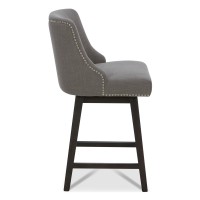 Chita Counter Height Swivel Barstool Fsc Certified 26 H Seat Height Upholstered Bar Stool Performance Fabric In Flint Grey