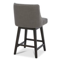 Chita Counter Height Swivel Barstool Fsc Certified 26 H Seat Height Upholstered Bar Stool Performance Fabric In Flint Grey