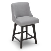 Chita Counter Height Swivel Barstool Fsc Certified 26 H Seat Height Upholstered Bar Stool Performance Fabric In Light Grey