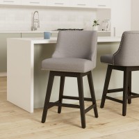 Chita Counter Height Swivel Barstool Fsc Certified 26 H Seat Height Upholstered Bar Stool Performance Fabric In Light Grey