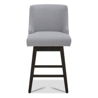 Chita Counter Height Swivel Barstool Fsc Certified 26 H Seat Height Upholstered Bar Stool Performance Fabric In Light Grey