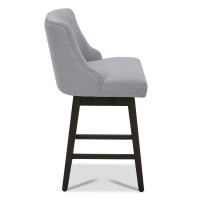 Chita Counter Height Swivel Barstool Fsc Certified 26 H Seat Height Upholstered Bar Stool Performance Fabric In Light Grey