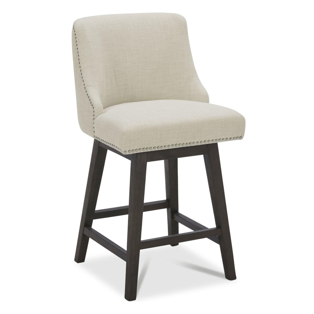 Chita Counter Height Swivel Barstool Fsc Certified 26 H Seat Height Upholstered Bar Stool Performance Fabric In Linen