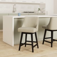 Chita Counter Height Swivel Barstool Fsc Certified 26 H Seat Height Upholstered Bar Stool Performance Fabric In Linen