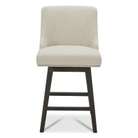 Chita Counter Height Swivel Barstool Fsc Certified 26 H Seat Height Upholstered Bar Stool Performance Fabric In Linen