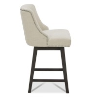 Chita Counter Height Swivel Barstool Fsc Certified 26 H Seat Height Upholstered Bar Stool Performance Fabric In Linen