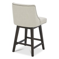 Chita Counter Height Swivel Barstool Fsc Certified 26 H Seat Height Upholstered Bar Stool Performance Fabric In Linen