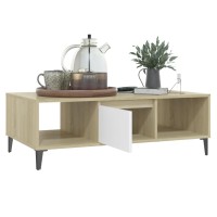 vidaXL Coffee Table White and Sonoma Oak 1035x60x35 cm Engineered Wood