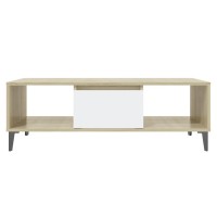 vidaXL Coffee Table White and Sonoma Oak 1035x60x35 cm Engineered Wood