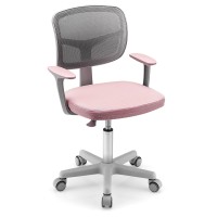 Costzon Kids Desk Chair, Ergonomic Children Study Computer Chair With Adjustable Height, Lumbar Support, Swivel Mesh Seat, Home, School, Office (Pink)