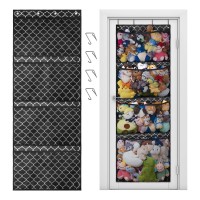 Stuffed Animal Storage, Over The Door Organizer Storage For Closet, Baby, Plush Toy, Stuffed Animal Holder With 4 Large Pockets, Hanging Door Organizer For Nursery, Bedroom, Bathroom, Kids Room