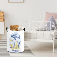 Personalized Laundry Basket Hamper,Whale,Collapsible Storage Baskets With Handles For Kids Room,Clothes, Nursery Decor