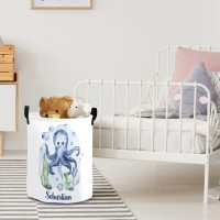 Personalized Laundry Basket Hamper,Octopus,Collapsible Storage Baskets With Handles For Kids Room,Clothes, Nursery Decor