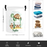 Personalized Laundry Basket Hamper,Sea Turtle,Collapsible Storage Baskets With Handles For Kids Room,Clothes, Nursery Decor