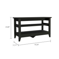 DEPOT ESHOP Mason Storage Bench Two Open Shelves Four Legs CountertopBlack For Living Room