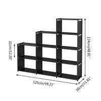 Moyipin Bookshelf Assembled Storage Rack Bedroom Living Room Vertical Cabinet Bookshelf Double Row 9Grid Multifunctional St