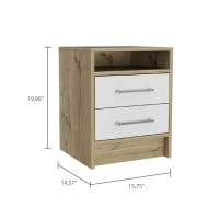 DEPOT ESHOP Leyva Nightstand Two Drawers Countertop WhiteLight Oak For Bedroom