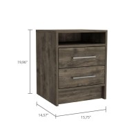 DEPOT ESHOP Leyva Nightstand Two Drawers Countertop Dark Brown For Bedroom