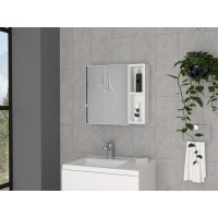 DEPOT ESHOP Kazan Medicine Cabinet Mirror OneDoor Cabinet Two External Shelves Three Internal ShelvesWhite For Bathroom