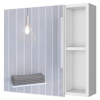 DEPOT ESHOP Kazan Medicine Cabinet Mirror OneDoor Cabinet Two External Shelves Three Internal ShelvesWhite For Bathroom