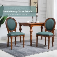 Nrizc French Country Dining Chairs Set Of 4 Farmhouse Dining Room Chairs With Round Back Solid Walnut Wood Legs Oval Side Cha