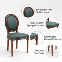 Nrizc French Country Dining Chairs Set Of 4 Farmhouse Dining Room Chairs With Round Back Solid Walnut Wood Legs Oval Side Cha